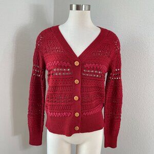 NEW Sundance PXS Red Button Up Cardigan Sweater V Neck Long Sleeve